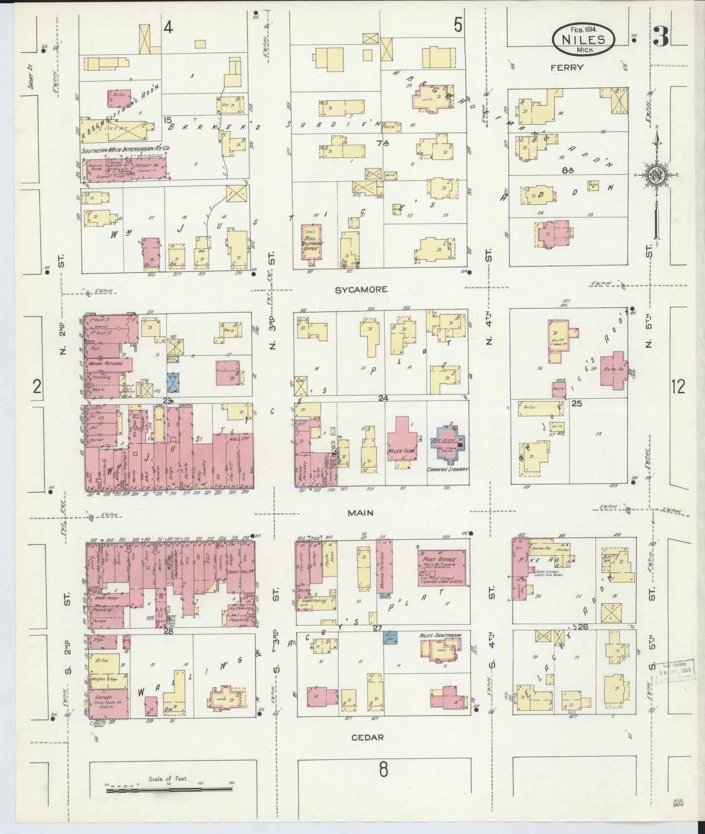 Sanborn Fire Insurance Map from Niles, Berrien County, Michigan (1914), Sheet #0003 - Complete Map Set gallery image, historic Sanborn map, vintage wall art, Michigan Michigan