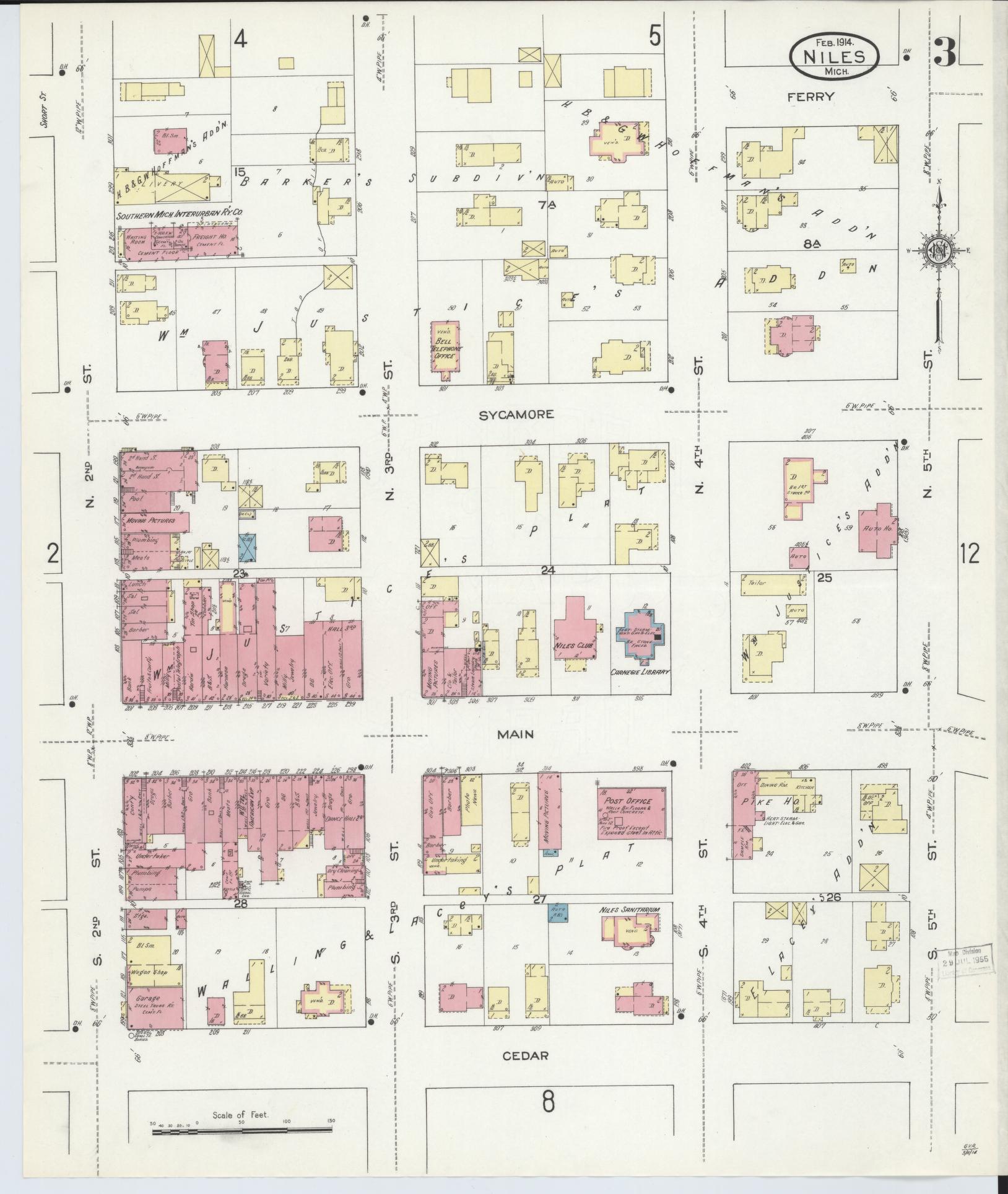 Sanborn Fire Insurance Map from Niles, Berrien County, Michigan (1914), Sheet #0003 - Complete Map Set gallery image, historic Sanborn map, vintage wall art, Michigan Michigan