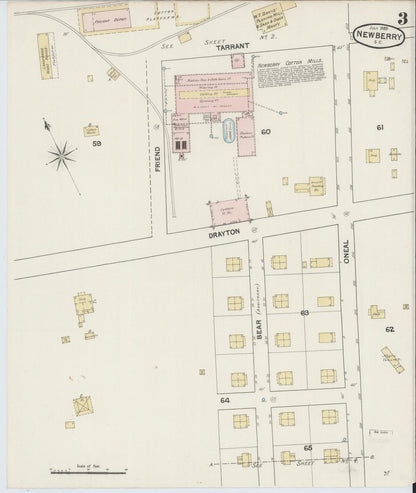 Sanborn Fire Insurance Map from Newberry, Newberry County, South Carolina (1889), Sheet #0003 - Complete Map Set gallery image, historic Sanborn map, vintage wall art, South Carolina South Carolina