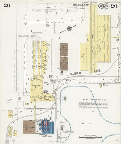 Sanborn Fire Insurance Map from Longview, Cowlitz County, Washington (1924), Sheet #0020 - Complete Map Set gallery image, historic Sanborn map, vintage wall art, Washington Washington