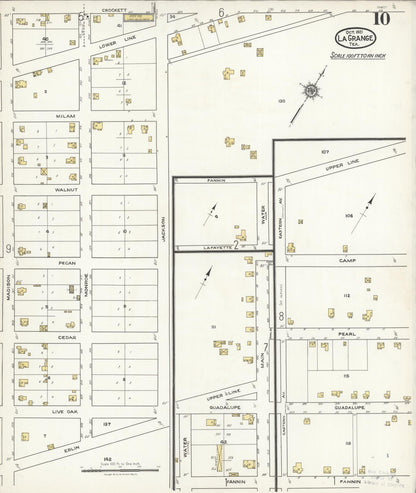 Sanborn Fire Insurance Map from La Grange, Fayette County, Texas (1921), Sheet #0010 - Complete Map Set gallery image, historic Sanborn map, vintage wall art, Texas Texas