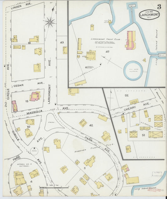 Sanborn Fire Insurance Map from Larchmont, Westchester County, New York (1893), Sheet #0003 - Historic Sanborn Fire Insurance Map Print, vintage old map wall art, antique decor, genealogy gift, New York New York map