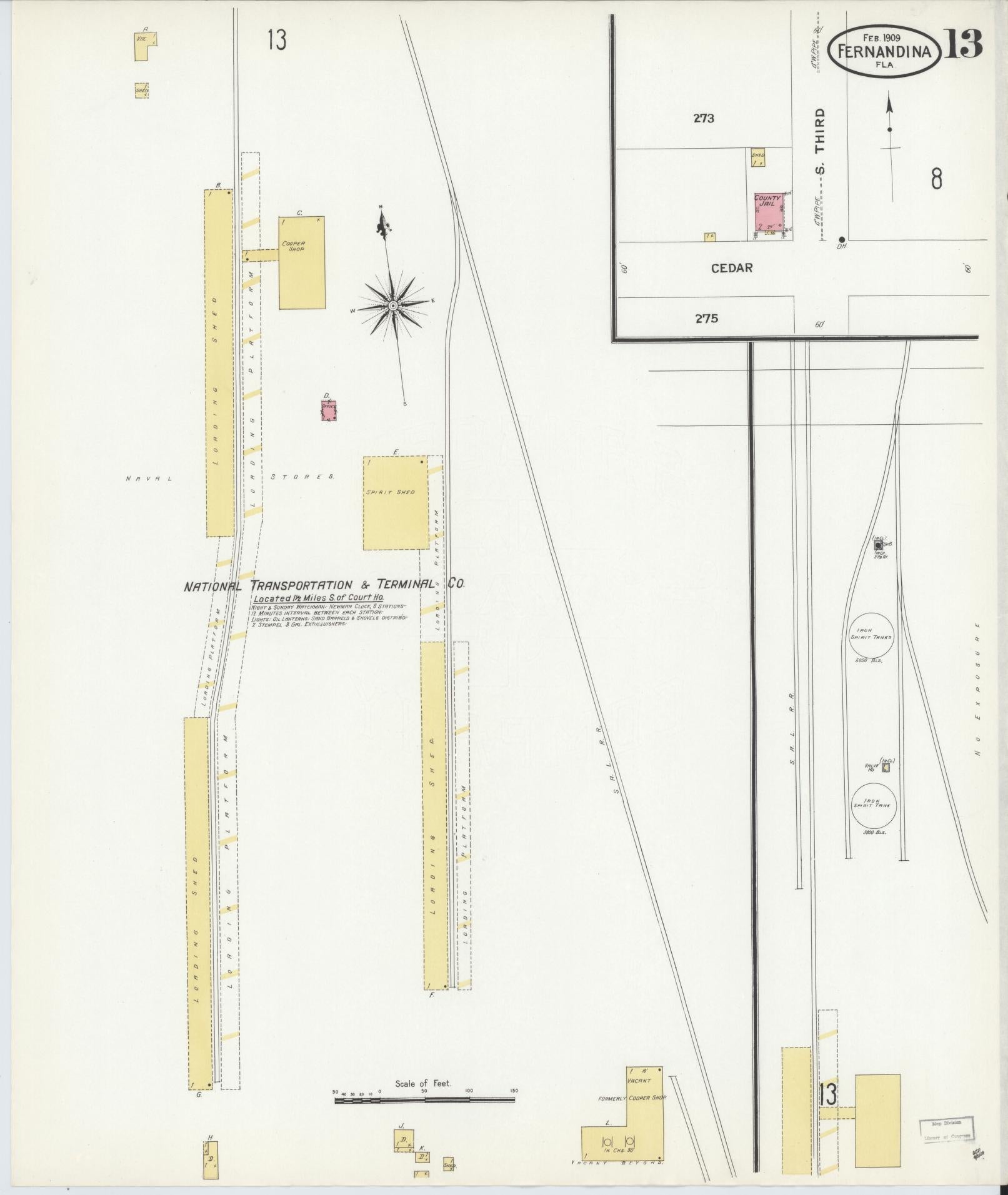 Sanborn Fire Insurance Map from Fernandina, Nassau County, Florida (1909), Sheet #0013 - Complete Map Set gallery image, historic Sanborn map, vintage wall art, Florida Florida