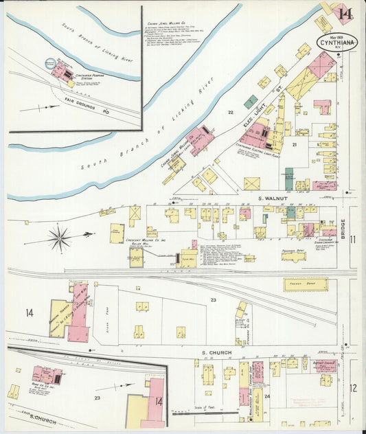 Sanborn Fire Insurance Map from Cynthiana, Harrison County, Kentucky (1909), Sheet #0014 - Historic Sanborn Fire Insurance Map Print, vintage old map wall art, antique decor, genealogy gift, Kentucky Kentucky map