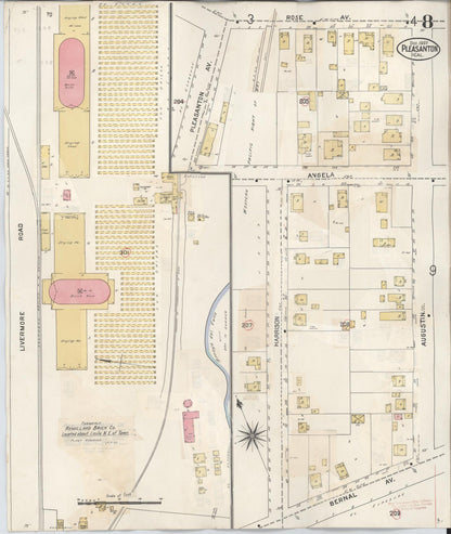 Sanborn Fire Insurance Map from Pleasanton, Alameda County, California (1943), Sheet #0008 - Complete Map Set gallery image, historic Sanborn map, vintage wall art, California California
