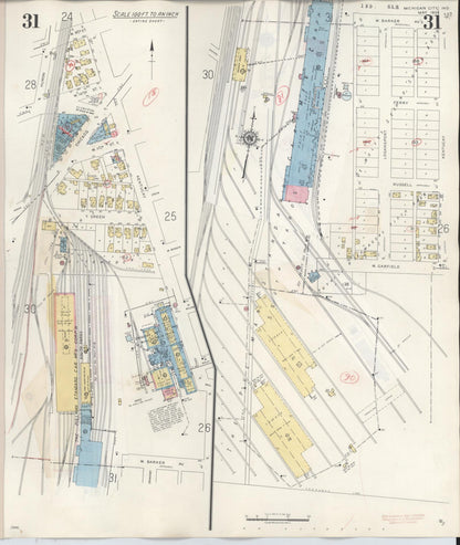 Sanborn Fire Insurance Map from Michigan City, La Porte County, Indiana (1948), Sheet #0031 - Historic Sanborn Fire Insurance Map Print, vintage old map wall art, antique decor, genealogy gift, Michigan Michigan map