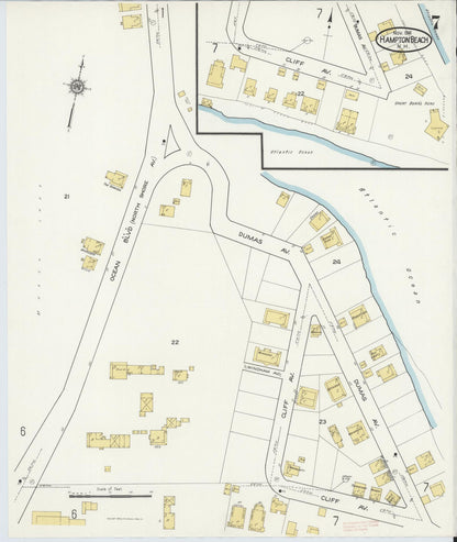 Sanborn Fire Insurance Map from Hampton Beach, Rockingham County, New Hampshire (1916), Sheet #0007 - Complete Map Set gallery image, historic Sanborn map, vintage wall art, New Hampshire New Hampshire