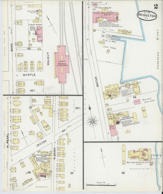 Sanborn Fire Insurance Map from Bridgeton, Cumberland County, New Jersey (1891), Sheet #0002 - Complete Map Set gallery image, historic Sanborn map, vintage wall art, New Jersey New Jersey
