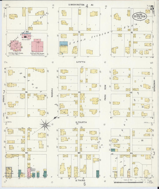 Sanborn Fire Insurance Map from Saint Peter, Nicollet County, Minnesota (1908), Sheet #0005 - Historic Sanborn Fire Insurance Map Print, vintage old map wall art, antique decor, genealogy gift, Minnesota Minnesota map