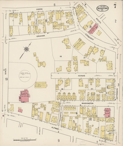 Sanborn Fire Insurance Map from Biddeford, York County, Maine (1922), Sheet #0007 - Complete Map Set gallery image, historic Sanborn map, vintage wall art, Maine Maine