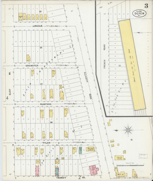Sanborn Fire Insurance Map from Depew, Erie County, New York (1900), Sheet #0003 - Historic Sanborn Fire Insurance Map Print, vintage old map wall art, antique decor, genealogy gift, New York New York map