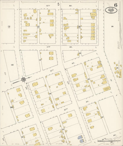 Sanborn Fire Insurance Map from Havre, Hill County, Montana (1910), Sheet #0006 - Complete Map Set gallery image, historic Sanborn map, vintage wall art, Montana Montana