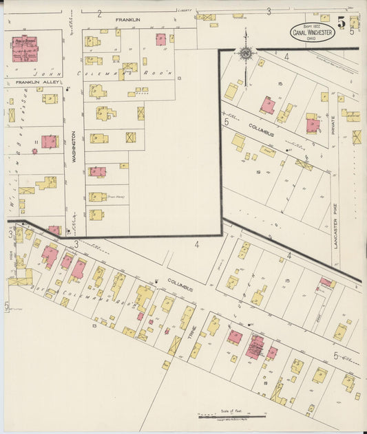 Sanborn Fire Insurance Map from Canal Winchester, Franklin County, Ohio (1922), Sheet #0005 - Historic Sanborn Fire Insurance Map Print, vintage old map wall art, antique decor, genealogy gift, Ohio Ohio map
