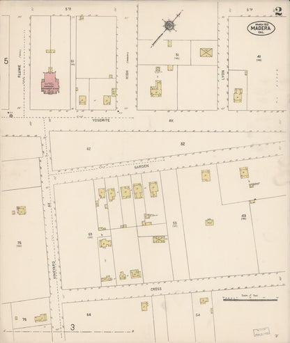 Sanborn Fire Insurance Map from Madera, Madera County, California (1912), Sheet #0002 - Complete Map Set gallery image, historic Sanborn map, vintage wall art, California California