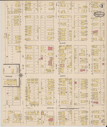 Sanborn Fire Insurance Map from Dennison, Tuscarawas County, Ohio (1921), Sheet #0003 - Historic Sanborn Fire Insurance Map Print, vintage old map wall art, antique decor, genealogy gift, Ohio Ohio map