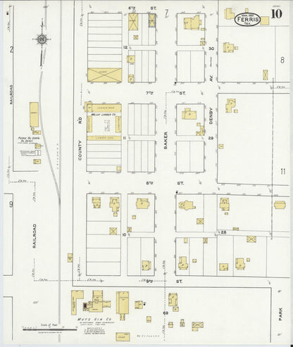 Sanborn Fire Insurance Map from Ferris, Ellis County, Texas (1921), Sheet #0010 - Complete Map Set gallery image, historic Sanborn map, vintage wall art, Texas Texas