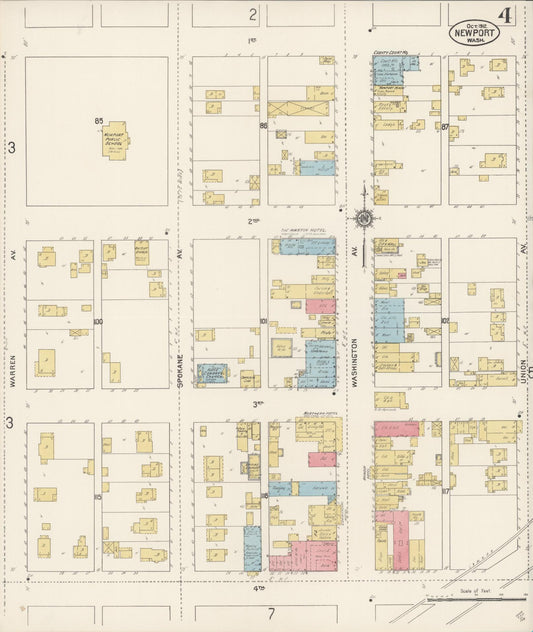 Sanborn Fire Insurance Map from Newport, Pend Orielle County, Washington (1912), Sheet #0004 - Historic Sanborn Fire Insurance Map Print, vintage old map wall art, antique decor, genealogy gift, Washington Washington map