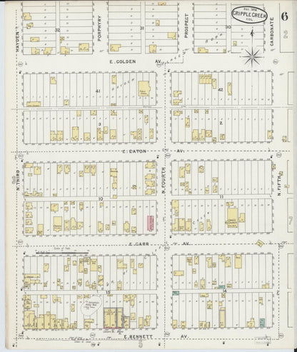 Sanborn Fire Insurance Map from Cripple Creek, Teller County, Colorado (1894), Sheet #0006 - Complete Map Set gallery image, historic Sanborn map, vintage wall art, Colorado Colorado
