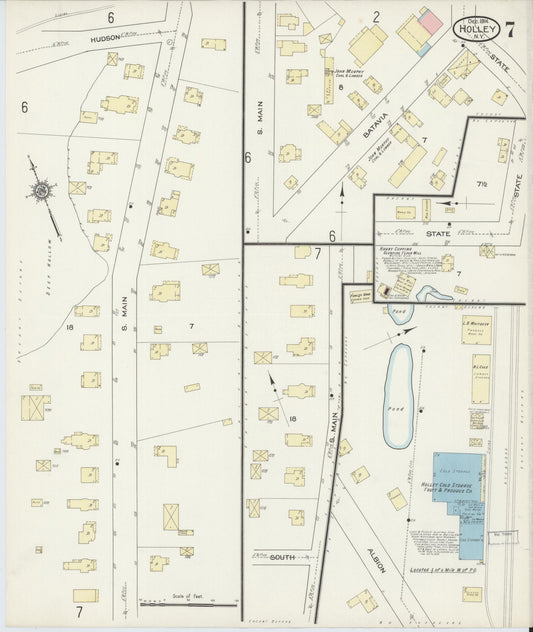 Sanborn Fire Insurance Map from Holley, Orleans County, New York (1914), Sheet #0007 - Historic Sanborn Fire Insurance Map Print, vintage old map wall art, antique decor, genealogy gift, New York New York map