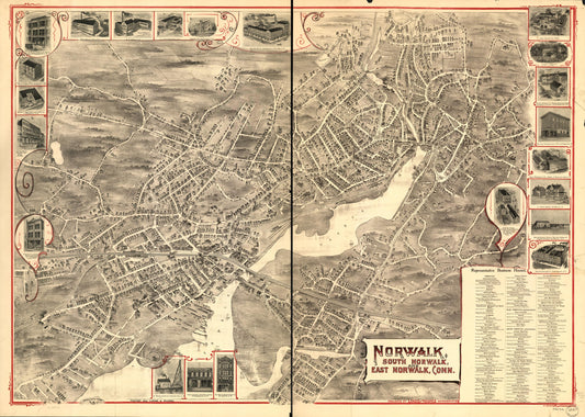 Norwalk, South Norwalk, and East Norwalk, Conn. (1899) – Historic Bird’s-Eye View Panorama Print