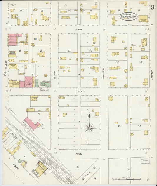 Sanborn Fire Insurance Map from Pleasant Hill, Cass County, Missouri (1898), Sheet #0003 - Historic Sanborn Fire Insurance Map Print, vintage old map wall art, antique decor, genealogy gift, Missouri Missouri map