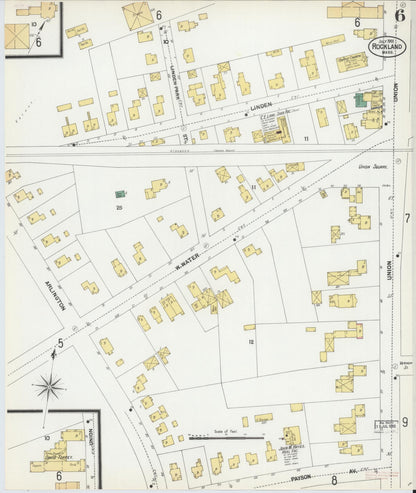 Sanborn Fire Insurance Map from Rockland, Plymouth County, Massachusetts (1901), Sheet #0006 - Complete Map Set gallery image, historic Sanborn map, vintage wall art, Massachusetts Massachusetts