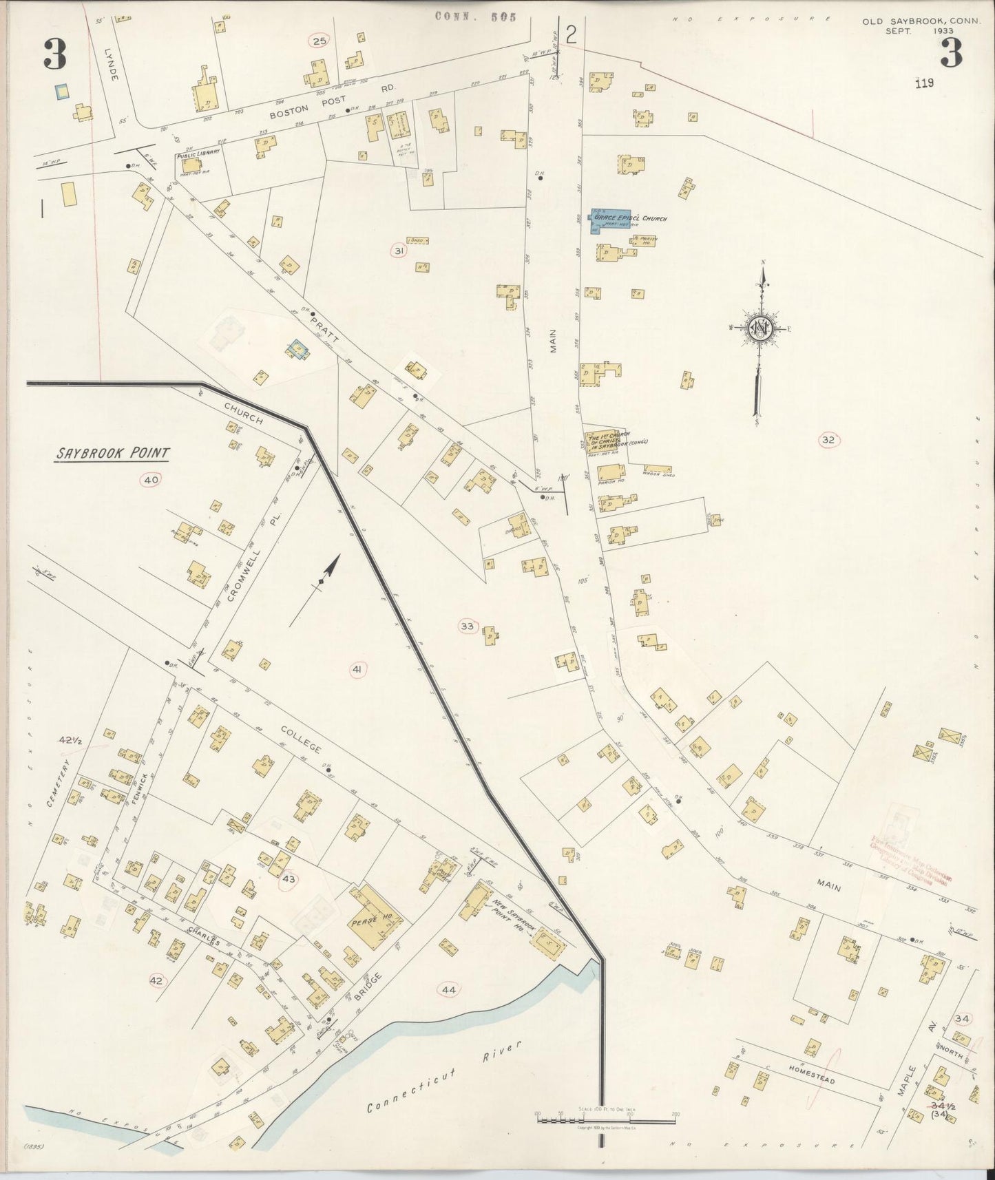Sanborn Fire Insurance Map from Old Saybrook, Middlesex County, Connecticut (1943), Sheet #0003 - Complete Map Set gallery image, historic Sanborn map, vintage wall art, Connecticut Connecticut