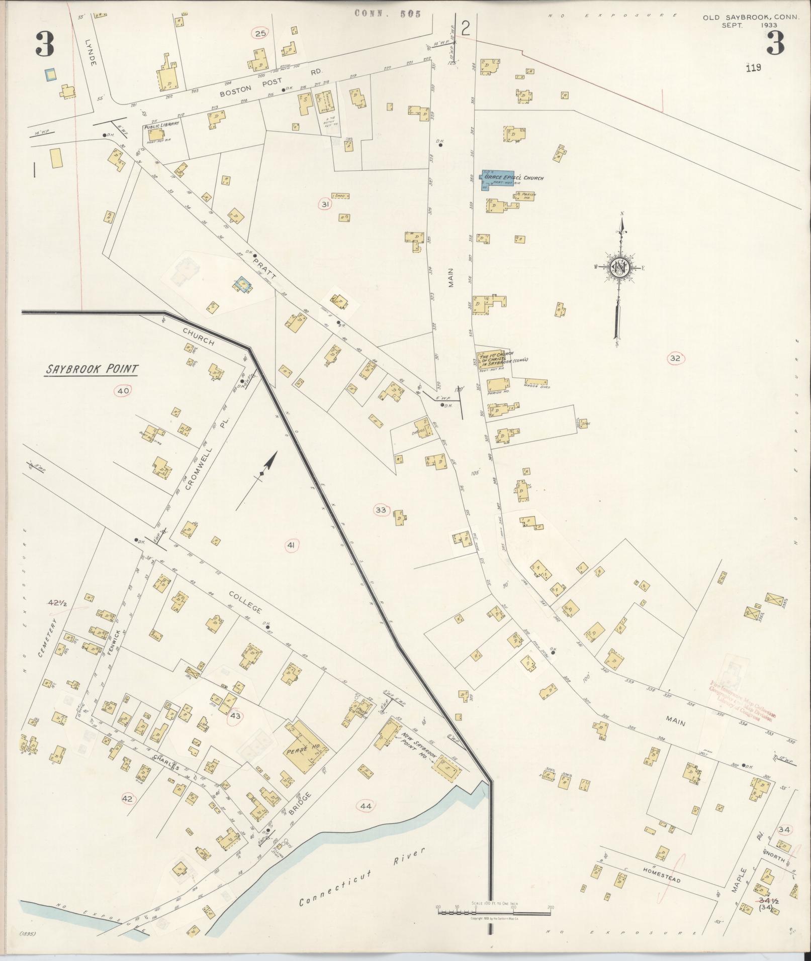 Sanborn Fire Insurance Map from Old Saybrook, Middlesex County, Connecticut (1943), Sheet #0003 - Complete Map Set gallery image, historic Sanborn map, vintage wall art, Connecticut Connecticut