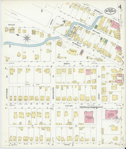 Sanborn Fire Insurance Map from McDonald, Washington County, Pennsylvania (1908), Sheet #0004 - Complete Map Set gallery image, historic Sanborn map, vintage wall art, Pennsylvania Pennsylvania
