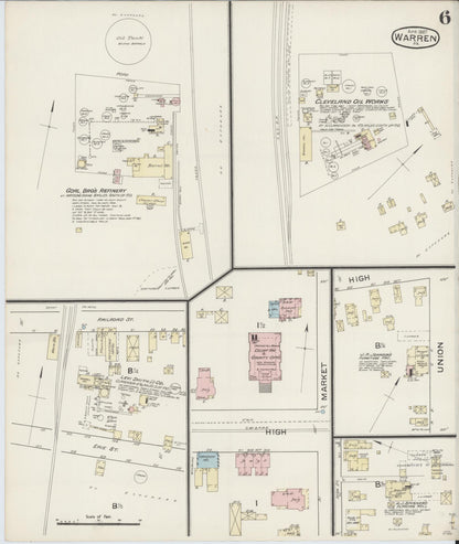 Sanborn Fire Insurance Map from Warren, Warren County, Pennsylvania (1887), Sheet #0006 - Historic Sanborn Fire Insurance Map Print, vintage old map wall art, antique decor, genealogy gift, Pennsylvania Pennsylvania map