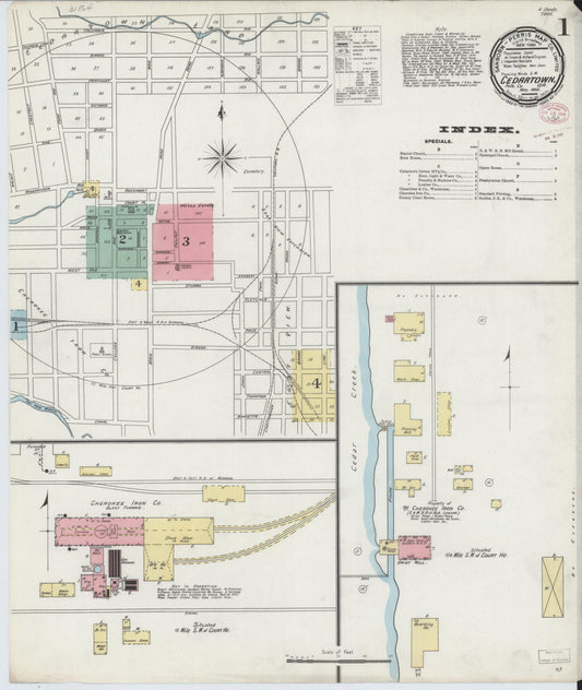 Sanborn Fire Insurance Map from Cedartown, Polk County, Georgia (1895), Sheet #0001 - Complete Map Set gallery image, historic Sanborn map, vintage wall art, Georgia Georgia