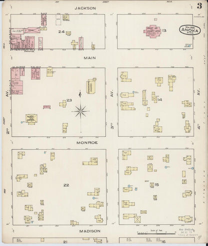 Sanborn Fire Insurance Map from Anoka, Anoka County, Minnesota (1885), Sheet #0003 - Historic Sanborn Fire Insurance Map Print, vintage old map wall art, antique decor, genealogy gift, Minnesota Minnesota map