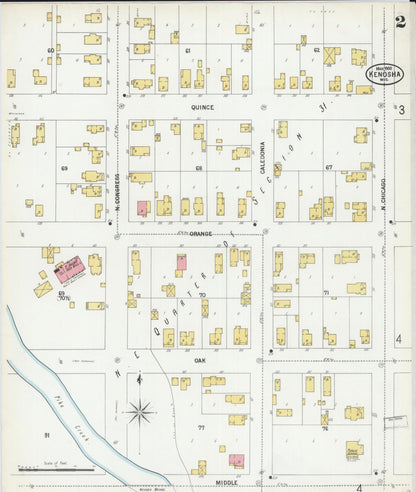 Sanborn Fire Insurance Map from Kenosha, Kenosha County, Wisconsin (1900), Sheet #0002 - Complete Map Set gallery image, historic Sanborn map, vintage wall art, Wisconsin Wisconsin