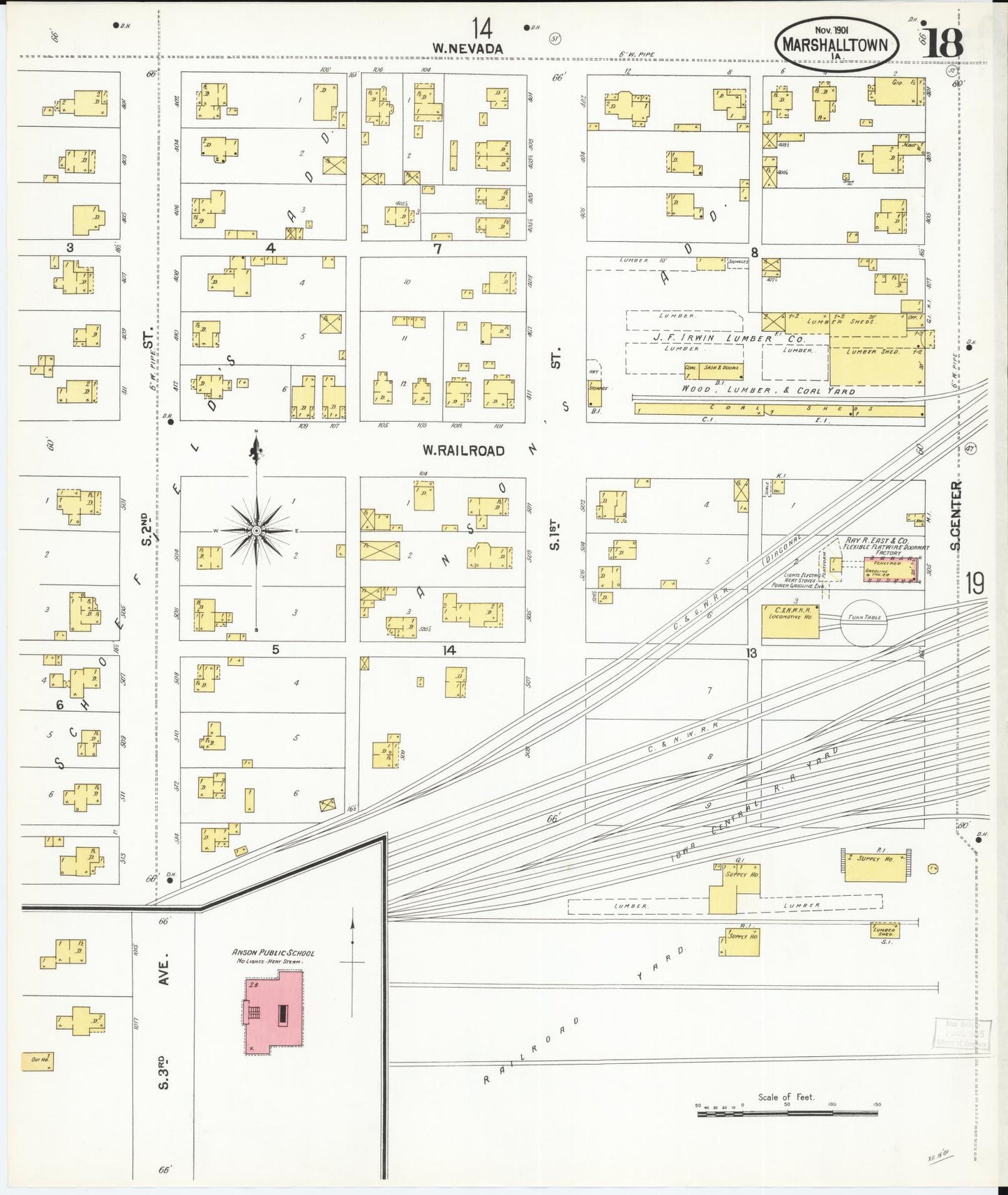 Sanborn Fire Insurance Map from Marshalltown, Marshall County, Iowa (1901), Sheet #0018 - Historic Sanborn Fire Insurance Map Print