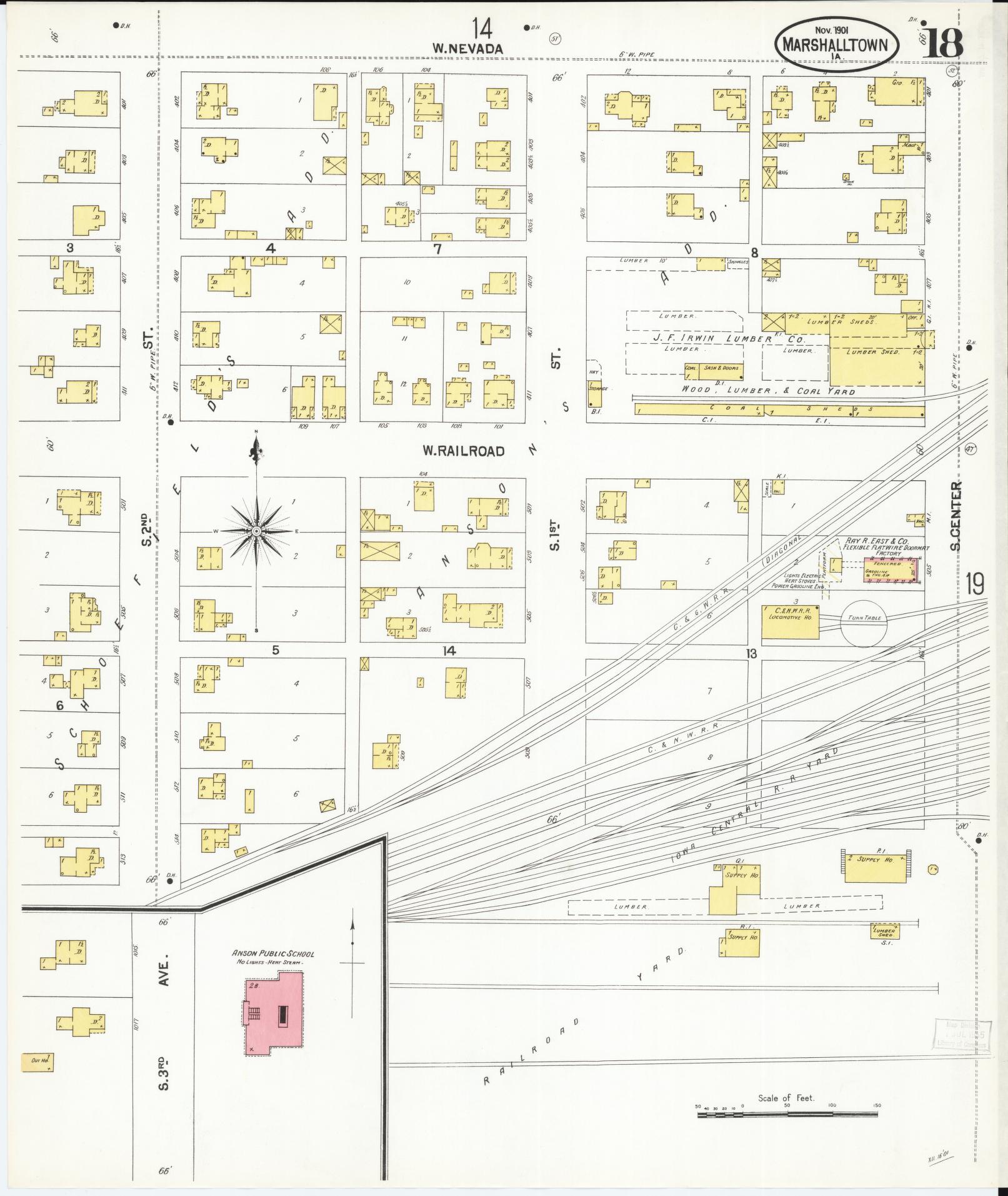 Sanborn Fire Insurance Map from Marshalltown, Marshall County, Iowa (1901), Sheet #0018 - Historic Sanborn Fire Insurance Map Print