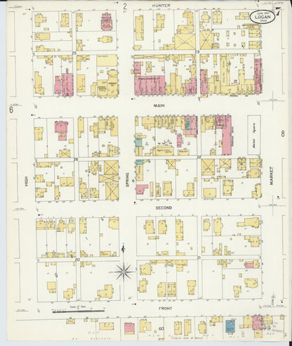 Sanborn Fire Insurance Map from Logan, Hocking County, Ohio (1907), Sheet #0007 - Historic Sanborn Fire Insurance Map Print, vintage old map wall art, antique decor, genealogy gift, Ohio Ohio map