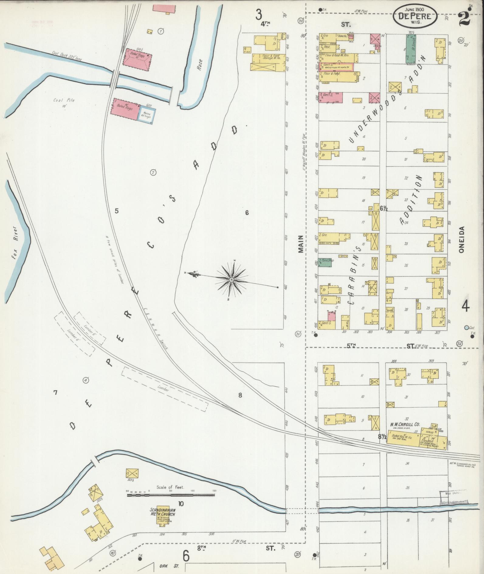 Sanborn Fire Insurance Map from De Pere, Brown County, Wisconsin (1900), Sheet #0002 - Complete Map Set gallery image, historic Sanborn map, vintage wall art, Wisconsin Wisconsin