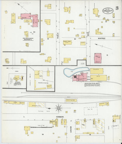 Sanborn Fire Insurance Map from Crockett, Houston County, Texas (1901), Sheet #0003 - Historic Sanborn Fire Insurance Map Print, vintage old map wall art, antique decor, genealogy gift, Texas Texas map