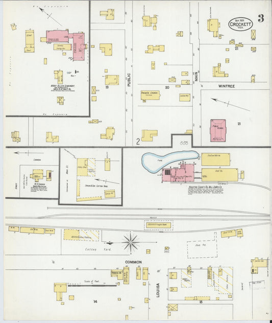 Sanborn Fire Insurance Map from Crockett, Houston County, Texas (1901), Sheet #0003 - Historic Sanborn Fire Insurance Map Print, vintage old map wall art, antique decor, genealogy gift, Texas Texas map