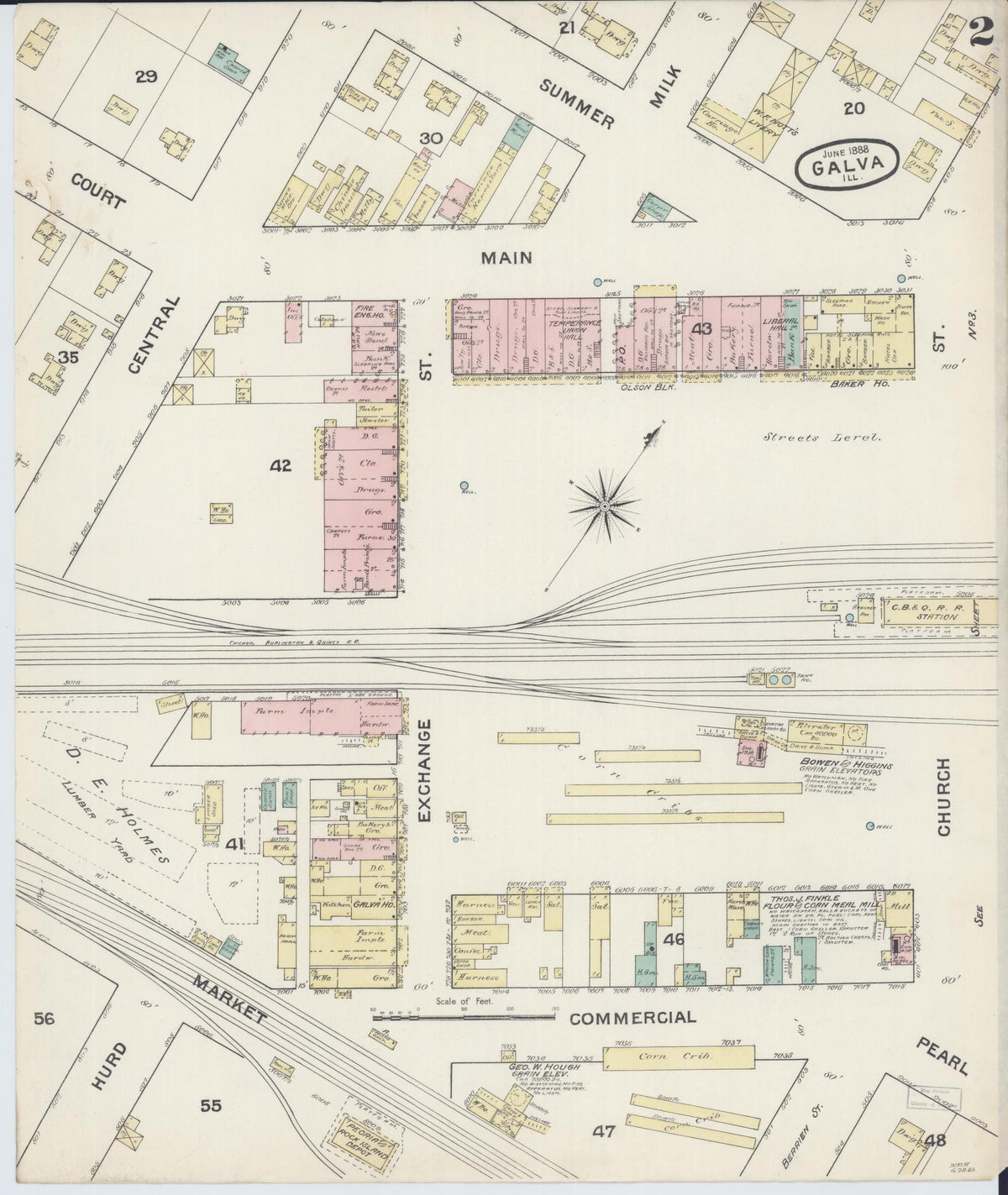 Sanborn Fire Insurance Map from Galva, Henry County, Illinois (1888), Sheet #0002 - Complete Map Set gallery image, historic Sanborn map, vintage wall art, Illinois Illinois