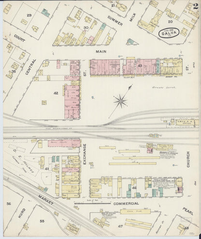 Sanborn Fire Insurance Map from Galva, Henry County, Illinois (1888), Sheet #0002 - Complete Map Set gallery image, historic Sanborn map, vintage wall art, Illinois Illinois