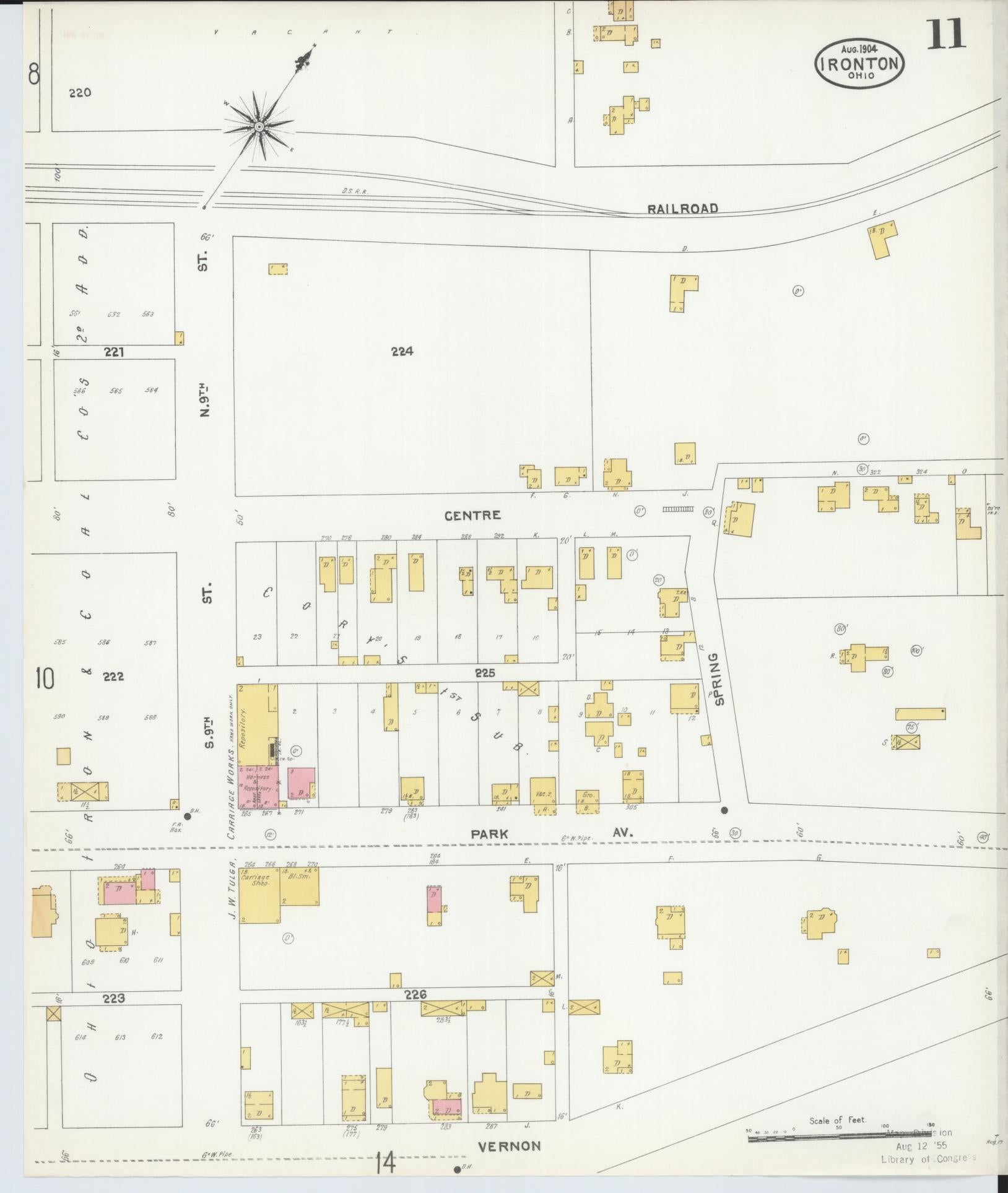 Sanborn Fire Insurance Map from Ironton, Lawrence County, Ohio (1904), Sheet #0011 - Complete Map Set gallery image, historic Sanborn map, vintage wall art, Ohio Ohio