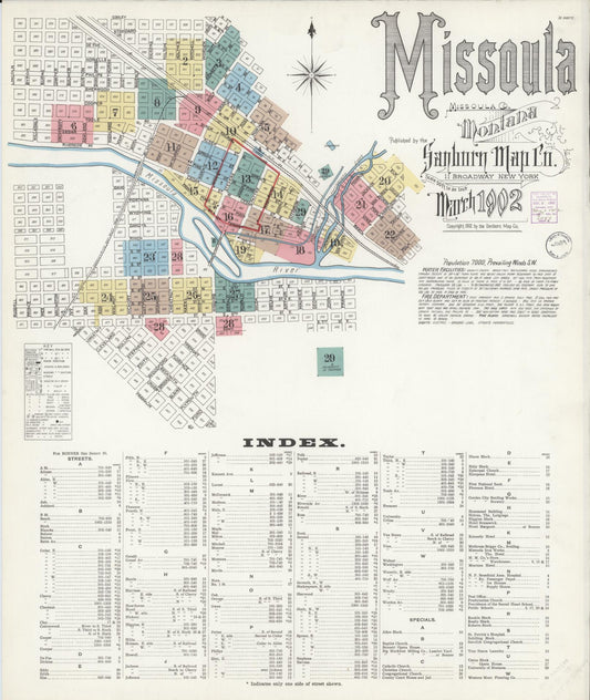 Sanborn Fire Insurance Map from Missoula, Missoula County, Montana. (1902) – Historic Sanborn Fire Insurance Map Print