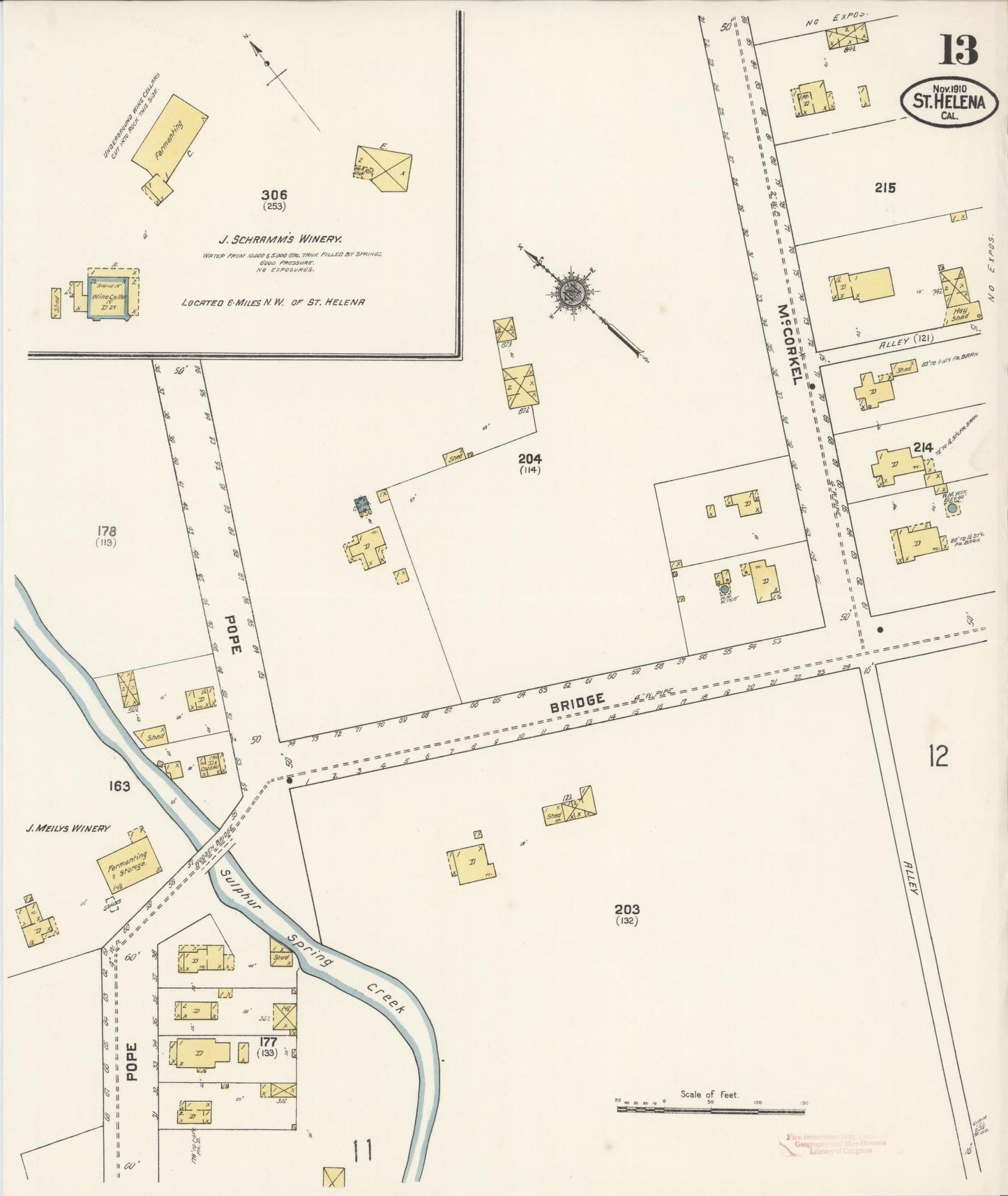 Sanborn Fire Insurance Map from Saint Helena, Napa County, California (1910), Sheet #0013 - Complete Map Set gallery image, historic Sanborn map, vintage wall art, California California