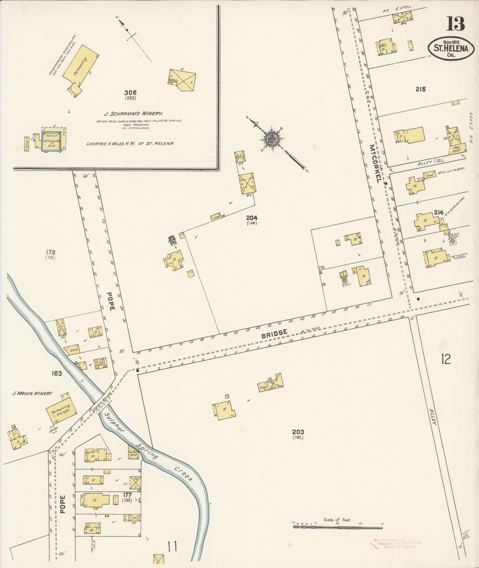Sanborn Fire Insurance Map from Saint Helena, Napa County, California (1910), Sheet #0013 - Complete Map Set gallery image, historic Sanborn map, vintage wall art, California California