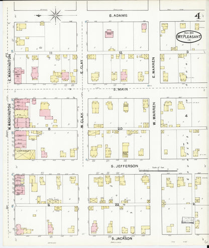 Sanborn Fire Insurance Map from Mount Pleasant, Henry County, Iowa (1892), Sheet #0004 - Historic Sanborn Fire Insurance Map Print