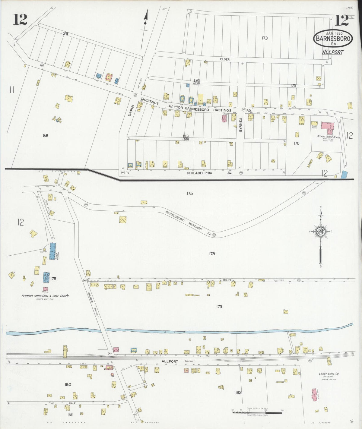 Sanborn Fire Insurance Map from Barnesboro, Cambria County, Pennsylvania (1930), Sheet #0012 - Complete Map Set gallery image, historic Sanborn map, vintage wall art, Pennsylvania Pennsylvania