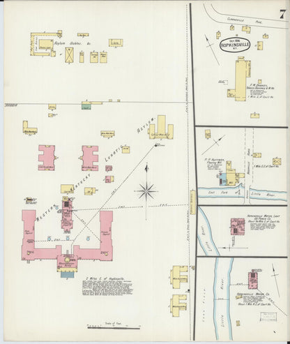 Sanborn Fire Insurance Map from Hopkinsville, Christian County, Kentucky (1896), Sheet #0007 - Complete Map Set gallery image, historic Sanborn map, vintage wall art, Kentucky Kentucky