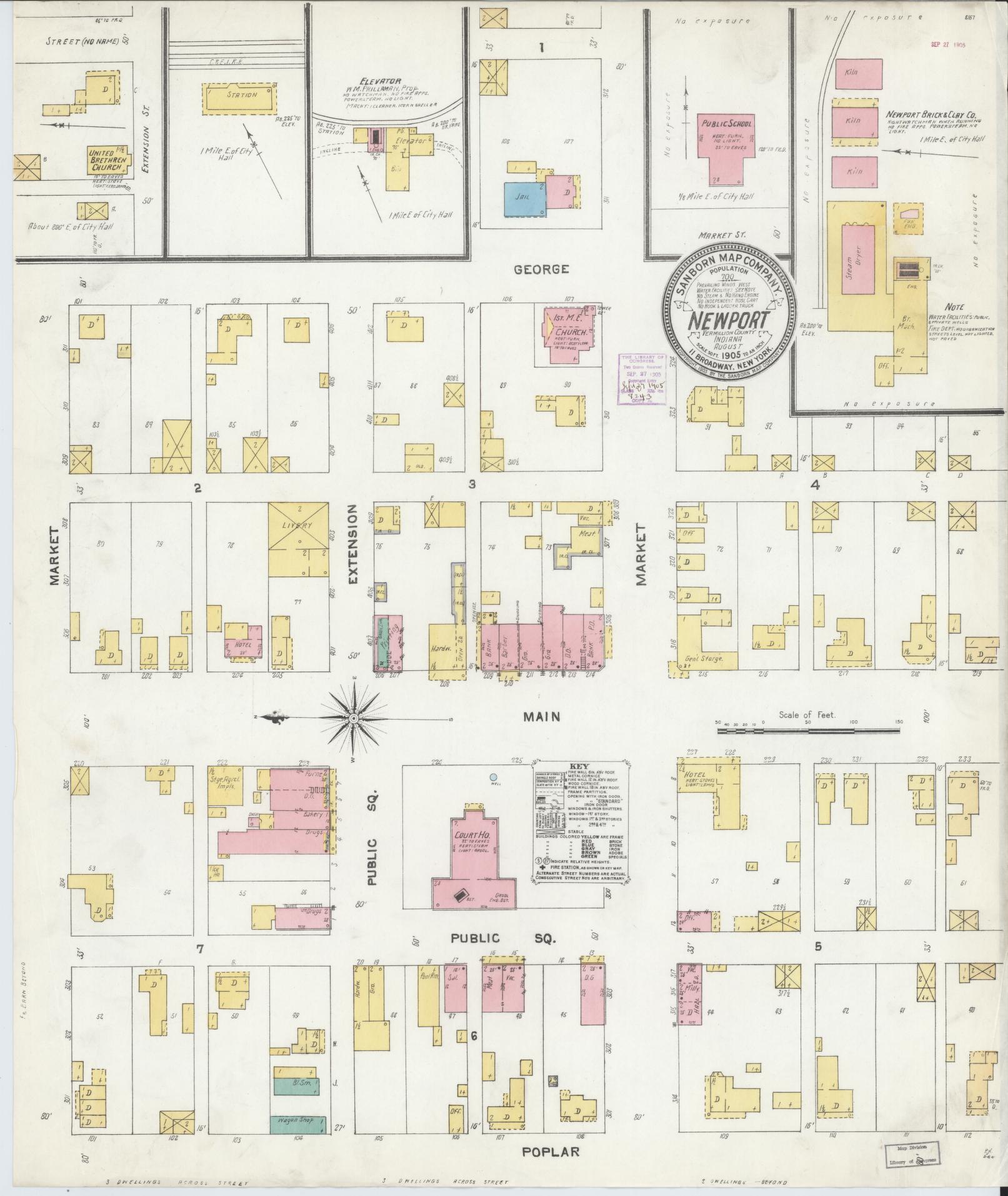 Sanborn Fire Insurance Map from Newport, Vermillion County, Indiana. (1905) – Historic Sanborn Fire Insurance Map Print