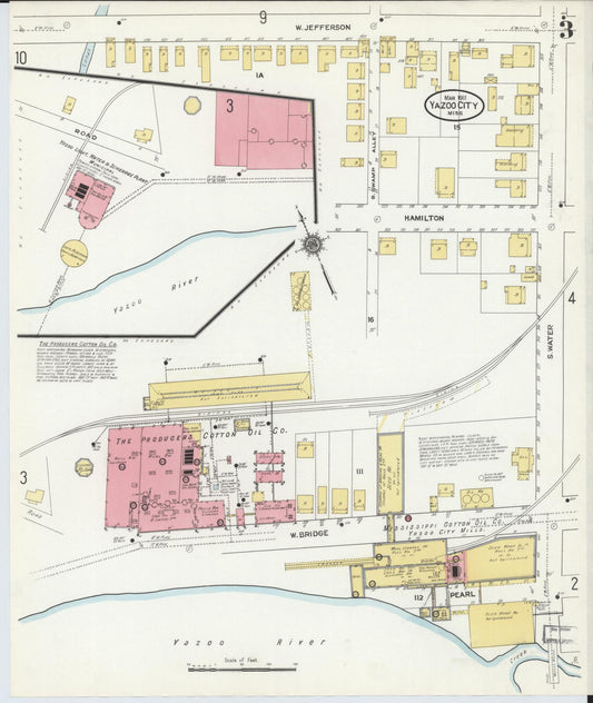 Sanborn Fire Insurance Map from Yazoo City, Yazoo County, Mississippi (1911), Sheet #0003 - Historic Sanborn Fire Insurance Map Print, vintage old map wall art, antique decor, genealogy gift, Mississippi Mississippi map